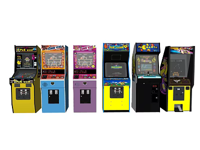 Vibrant Classic Arcade Game Machines Entertainment Appliances in Various Colors with Pac Man Dig Dug 3d model