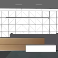 Reception desk Reception hall Computer chandelier Background wall 3d model