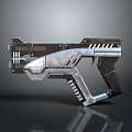 Futuristic Sci Fi Weapon Design With Metallic Silver And Black Structure Details
