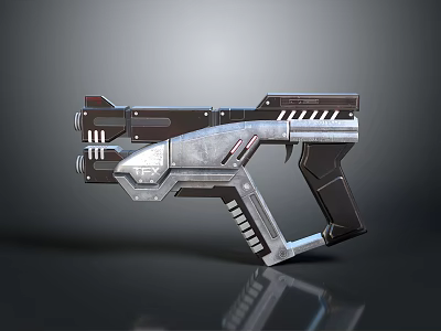 Futuristic Sci Fi Weapon Design With Metallic Silver And Black Structure Details 3d model