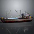 Large Cargo Ship With Two Cranes And Gray Cabin On Red Hull 3d model