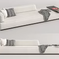Modern Light Colored Sectional Sofa With Pillows Throw Blanket And Side Table 3d model