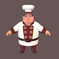 Man Dressed As Chef In White Chef Uniform With Red Accents And Chef Hat