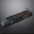 Blue and Silver Electric Locomotive With Red LOCOMOTIVE Sign And Pantograph On Top
