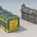 Ancient Ornate Treasure Chests With Dragon Carvings Chains And Glowing Eyes