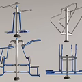 Steel Frame Outdoor Fitness Equipment with Blue Details and Multiple Workout Functions for Parks