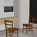 Wooden Dining Chairs with Ladder Back Design and Woven Seats in Bright Room With Window