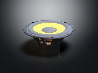 High Performance HiFi Speaker With Yellow Cone And Round Design For Premium Sound 3d model
