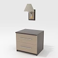Modern Nightstand With Two Drawers Dark And Light Wood Finish And Wall Lamp