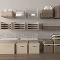 Wall Mounted Storage Baskets with Woven Metal Design Neutral Tones for Home Organization