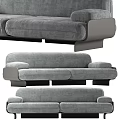 Modern Two Seater Sofa With Gray Velvet Upholstery And Black Base Design