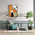 Modern Single Sofa Casual Sofa Coffee Table Combination 3d model