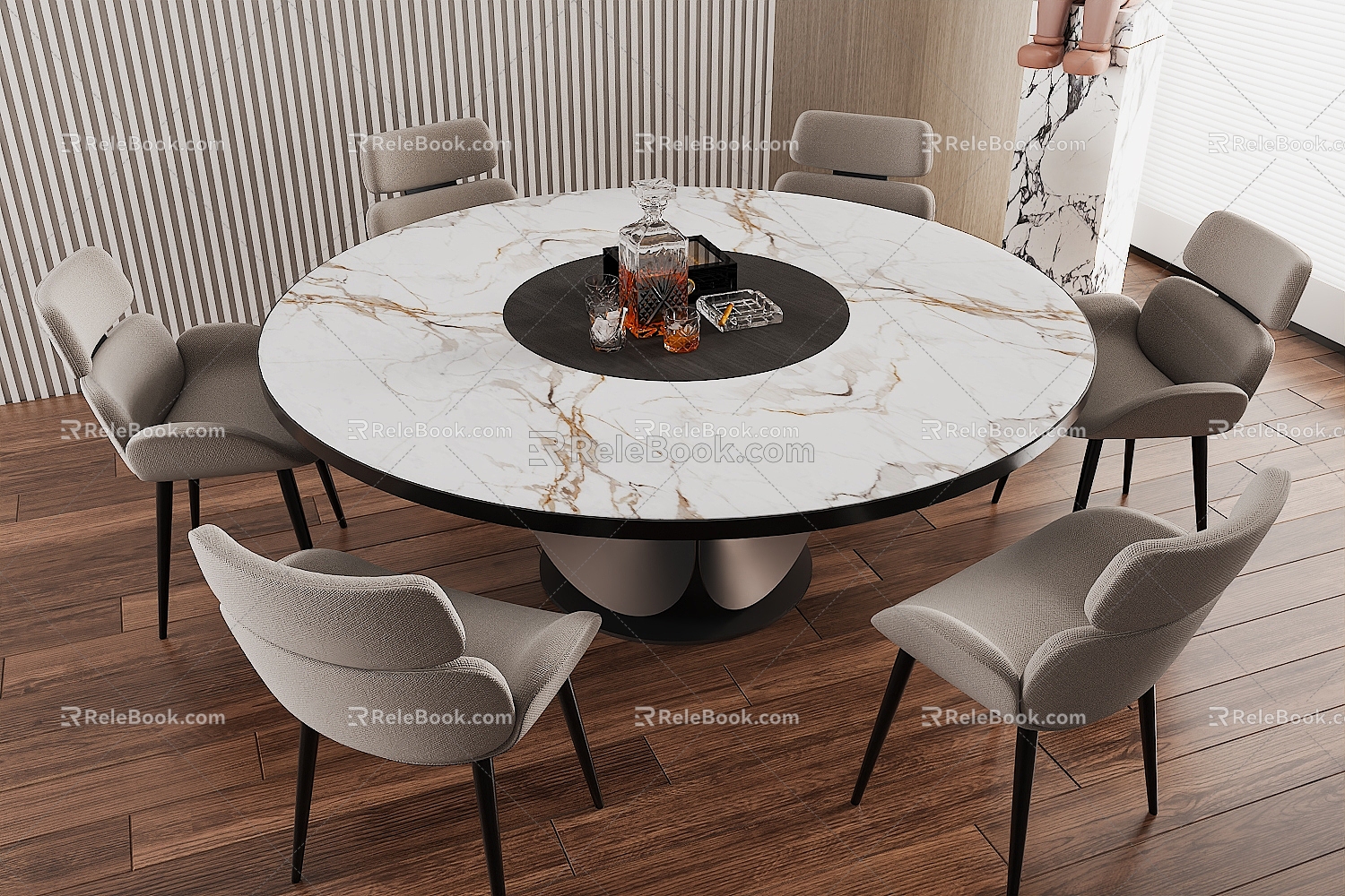 Round table combination 3d model