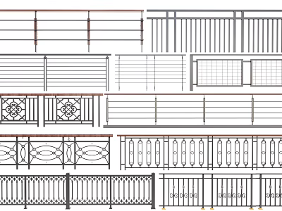 Various Railings With Modern And Traditional Designs And Decorative Intricate Patterns 3d model