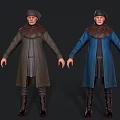 Two Men Standing In Different Colored Robes Hats And Long Boots 3d model