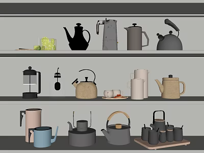 Modern Tea Set Kettle Stainless Steel Kettle Ceramic Kettle Glass Kettle Water Cup 3d model