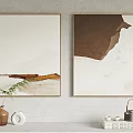 Abstract Paintings with Brown White Golden Tones Framed Wall Art for Home Interior Decor