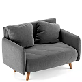 Gray Upholstered Two Seater Sofa With Plush Cushions And Wooden Legs