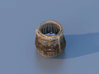 Handwoven Brown Storage Basket With Intricate Woven Texture For Home Use 3d model