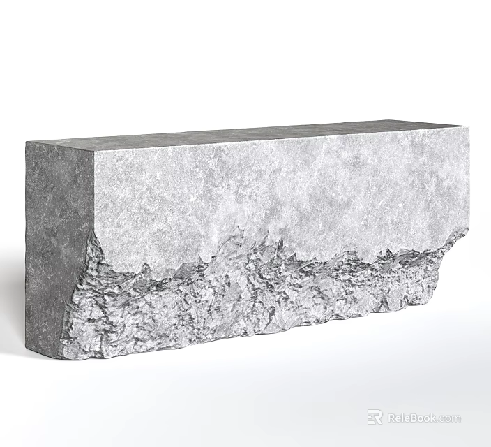 Modern Concrete Reception Desk With Textured Surface And Minimalist Design 3d model 