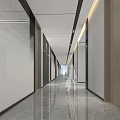 Modern Office Corridor Interior Design With Sleek Floor And Recessed Lighting