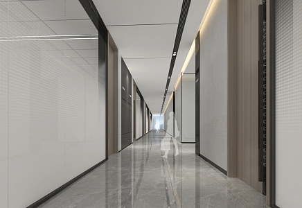 Modern Aisle Office Area Aisle 3d model