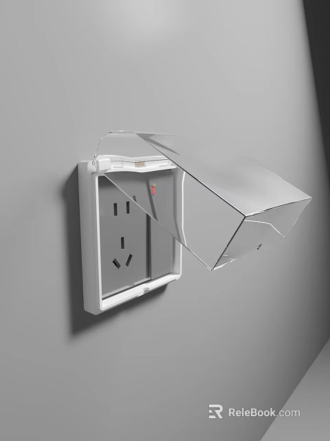 Modern Switch Panel With Transparent Protective Cover Mounted On Gray Wall 3d model