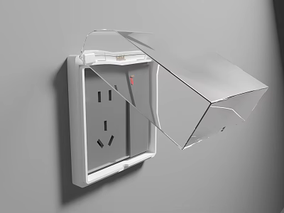 Modern Switch Panel With Transparent Protective Cover Mounted On Gray Wall 3d model