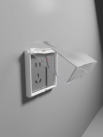 Modern Switch Panel With Transparent Protective Cover Mounted On Gray Wall 3d model
