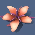 Vibrant Orange Petaled Flower With Purple Center Stamens And Delicate Green Leaves