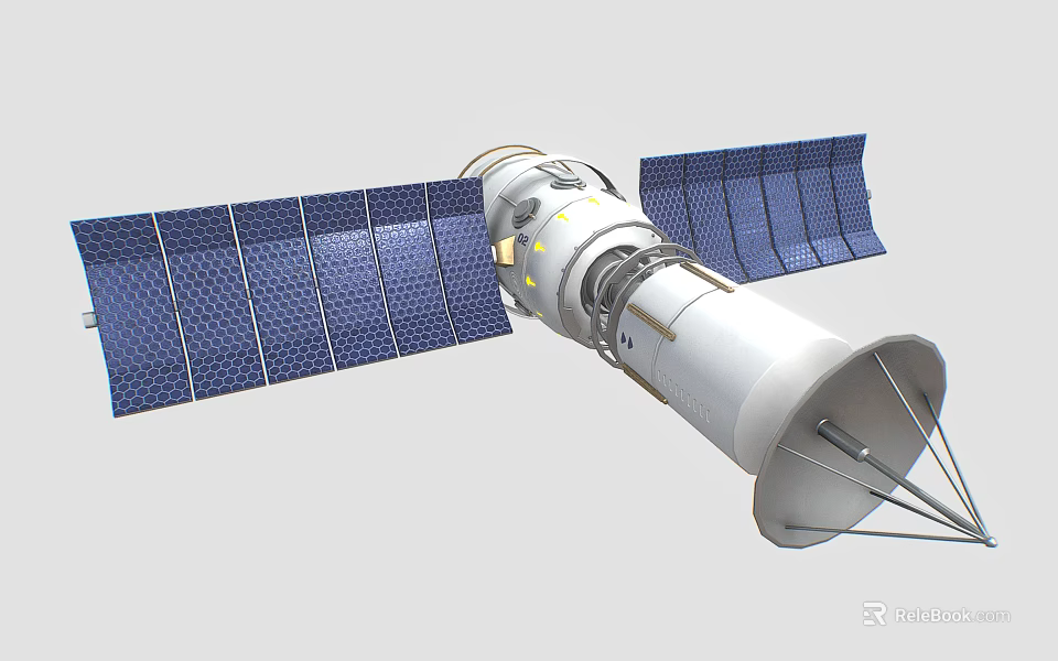 Advanced Satellite Communication Equipment With Deployable Solar Panels And High Gain Antenna 3d model 