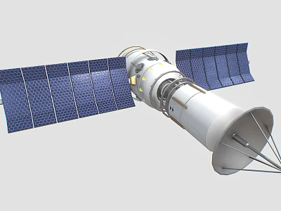 Advanced Satellite Communication Equipment With Deployable Solar Panels And High Gain Antenna 3d model