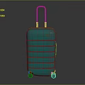 Turquoise Hard Shell Suitcase With Telescopic Handle Rolling Wheels And Sleek Striped Texture