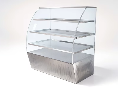 Modern Glass Display Shelf With Multiple Transparent Layers And Metal Base 3d model