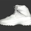 Clean Modern White High Top Sneakers With Mesh Design And Laces On Black Reflective Surface