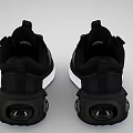 Black Gray Running Sneakers With White Logo Air Cushion Mesh Upper And Lace Up Design