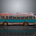 Vintage Bus Turquoise And Red Exterior Classic Retro Design Details