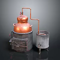 Copper Distillation Still With Metal Container For Home Brewing Process