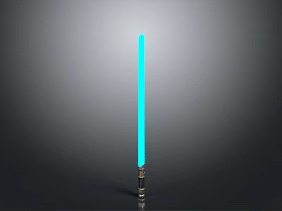 Blue Lightsaber With Glowing Blade And Metallic Hilt On Dark Background 3d model