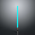 Blue Lightsaber With Glowing Blade And Metallic Hilt On Dark Background