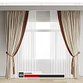 Beige And Brown Curtains With Sheer White Panels Tassel Tiebacks White Wall Wooden Floor