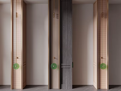 Modern Kitchen Columns Design With Light Dark Wood And Green Accents 3d model