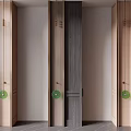 Modern Kitchen Columns Design With Light Dark Wood And Green Accents