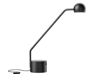 Modern Black Table Lamp with Curved Arm Spherical Shade and Round Base 3d model
