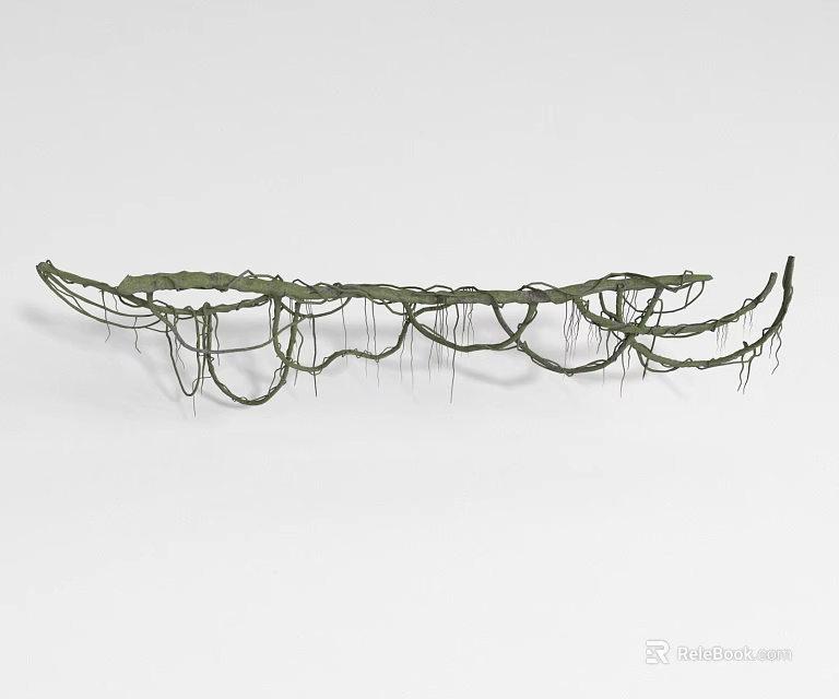 Decorative Green Vine Structure With Curved Woven Design And Hanging Elements 3d model 