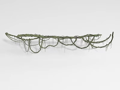 Decorative Green Vine Structure With Curved Woven Design And Hanging Elements 3d model