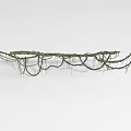 Decorative Green Vine Structure With Curved Woven Design And Hanging Elements