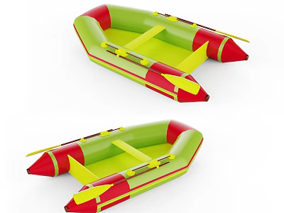 Two Green And Red Inflatable Yachts With Yellow Design Features 3d model