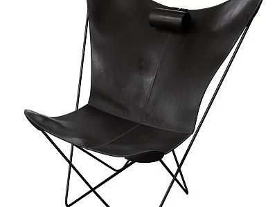 Modern Black Leather Leisure Chair With Sturdy Metal Frame And Stylish Design 3d model