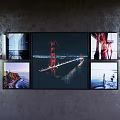 Framed Landscape Paintings Featuring Golden Gate Bridge Night View And Coastal Seascape Scenes